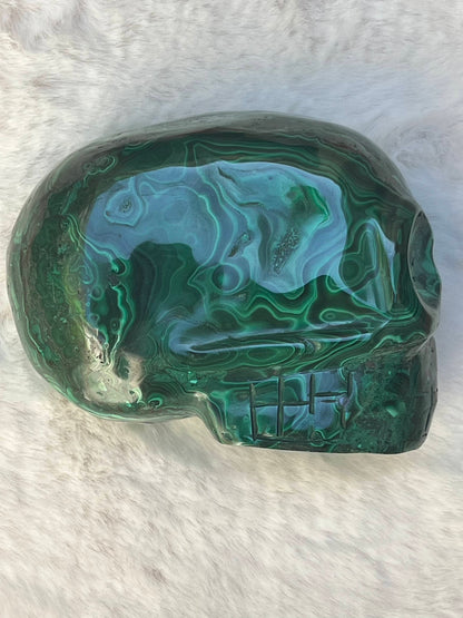 Malachiet L Skull / kristallen schedel