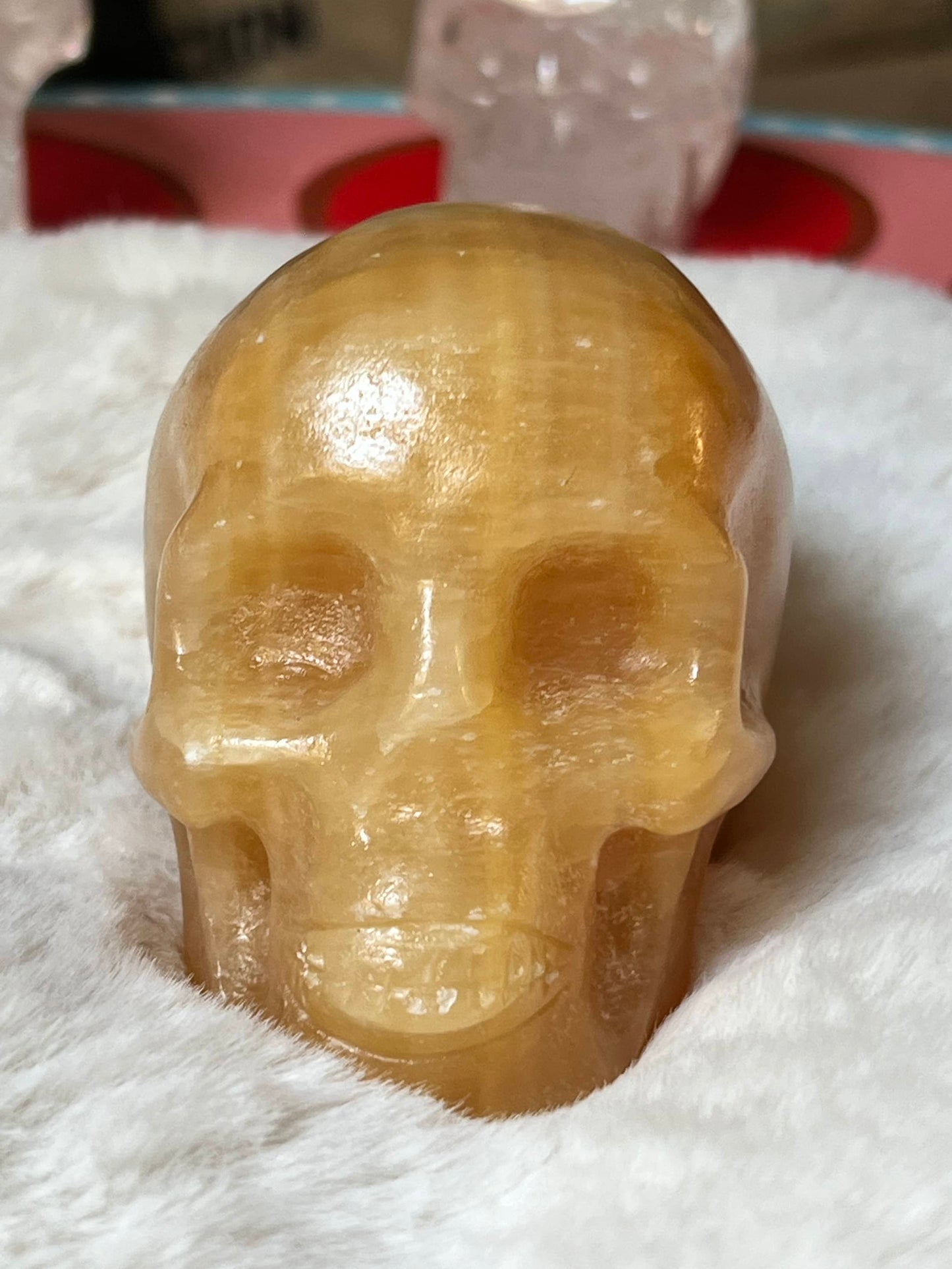 Oranje Calciet XS Skull / kristallen schedel