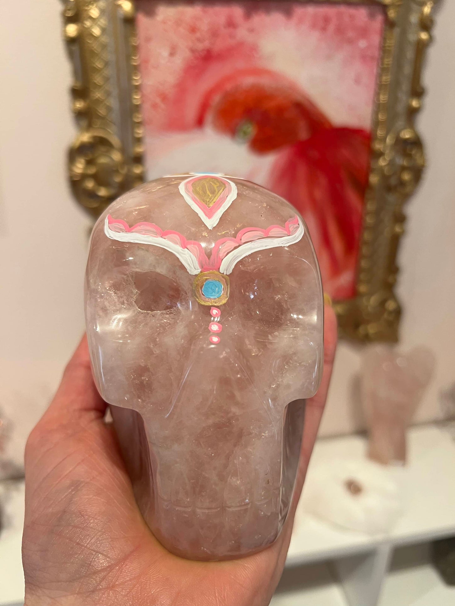 EFIA Rozenkwarts XL Skull/ kristallen schedel