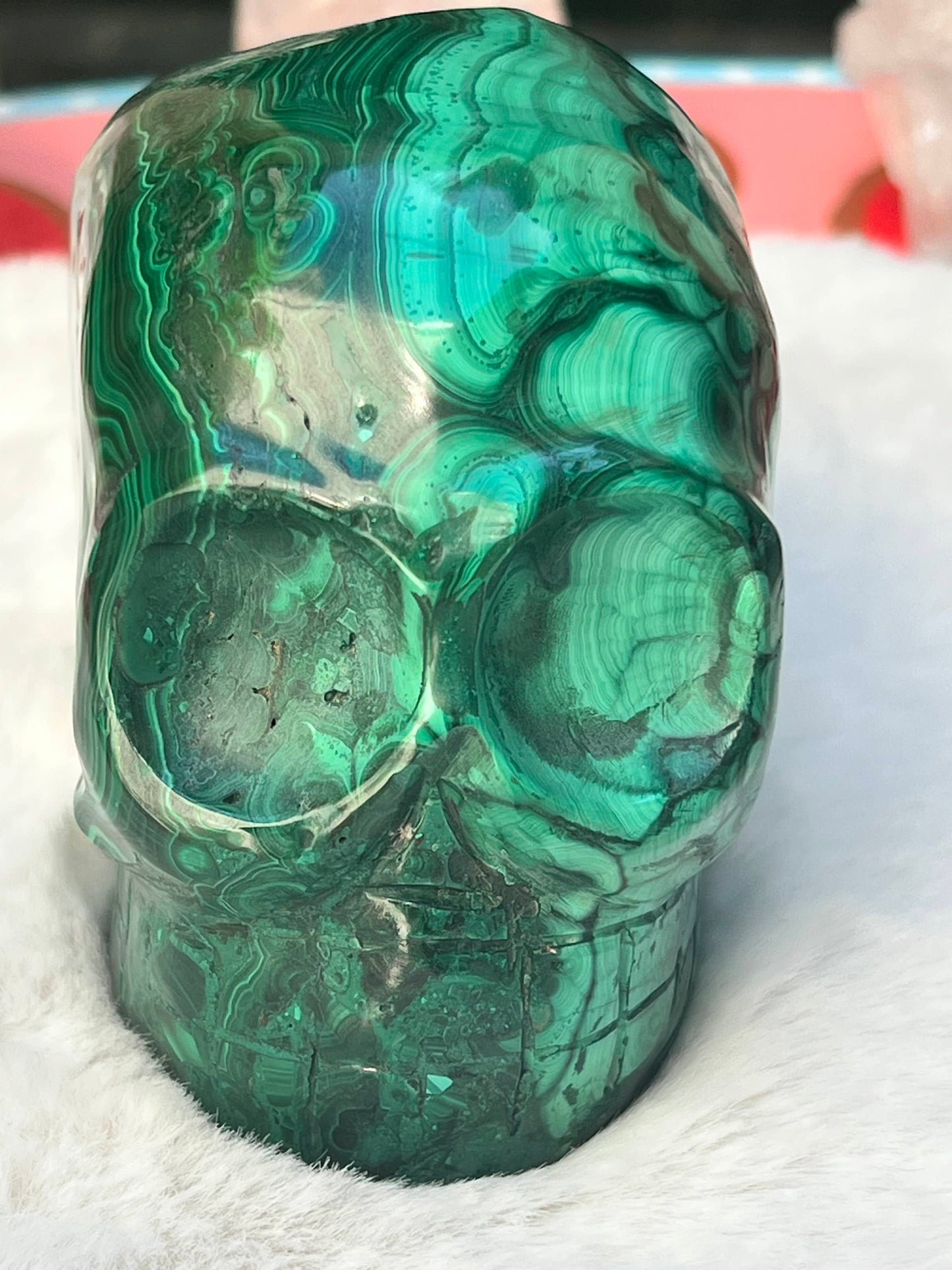 Malachiet L Skull / kristallen schedel