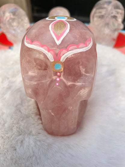 EFIA Rozenkwarts XL Skull/ kristallen schedel