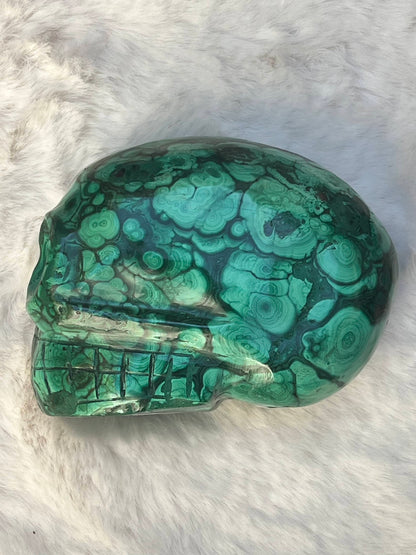 Malachiet L Skull / kristallen schedel