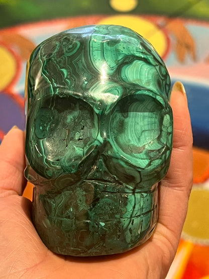 Malachiet L Skull / kristallen schedel