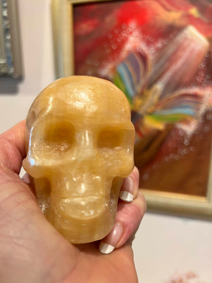 Oranje Calciet XS Skull / kristallen schedel