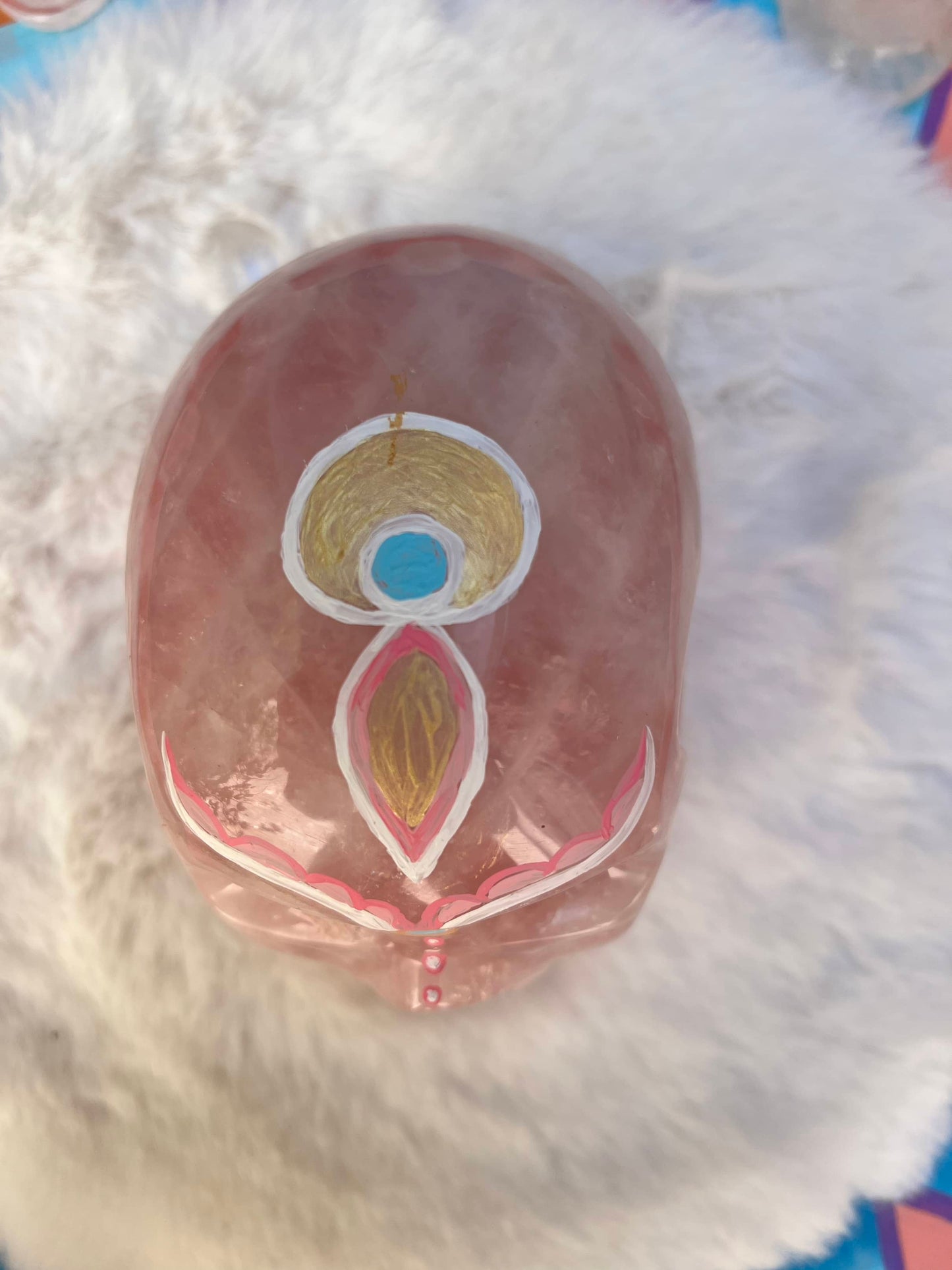 EFIA Rozenkwarts XL Skull/ kristallen schedel