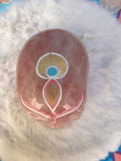 EFIA Rozenkwarts XL Skull/ kristallen schedel