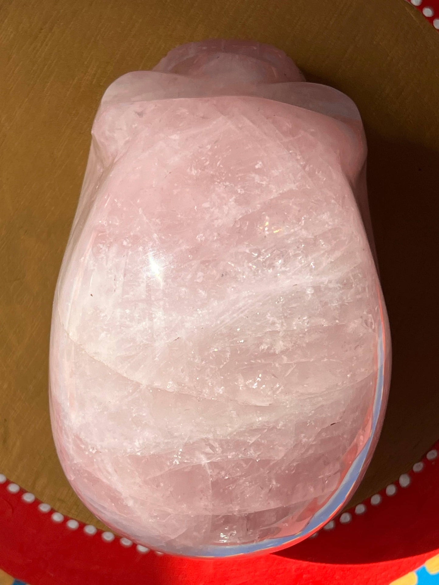 Rozenkwarts XL Skull/ kristallen schedel met regenboogjes