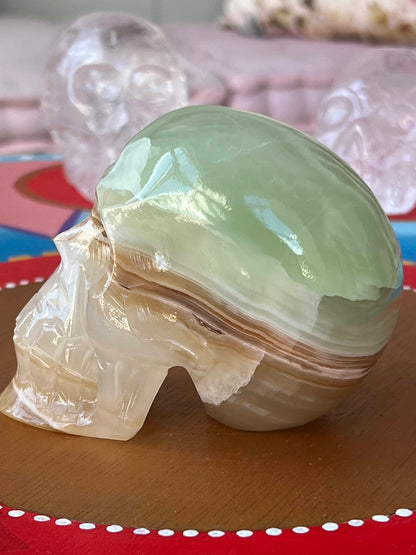 Groene Onyx M Skull/ kristallen schedel