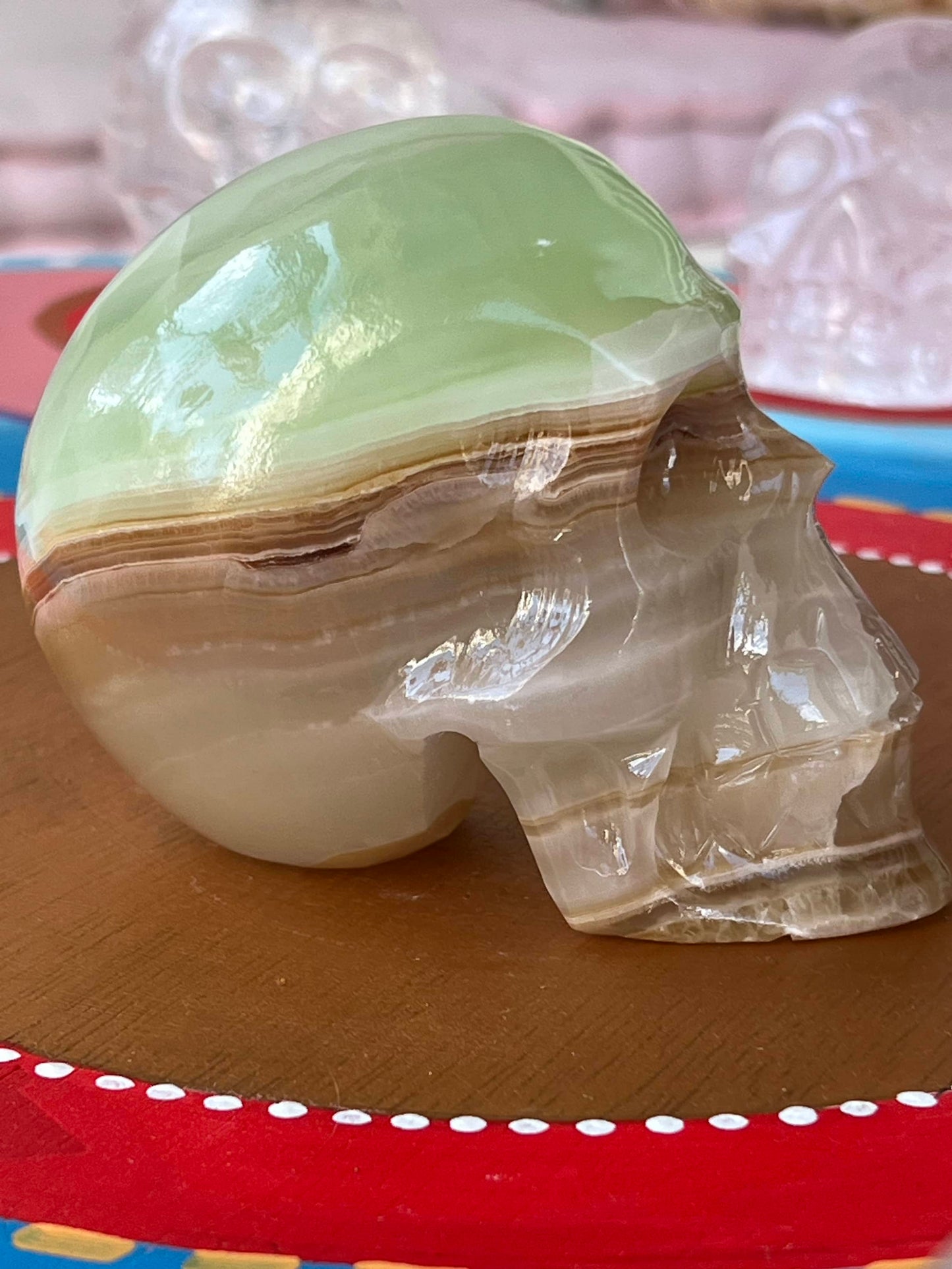 Groene Onyx M Skull/ kristallen schedel