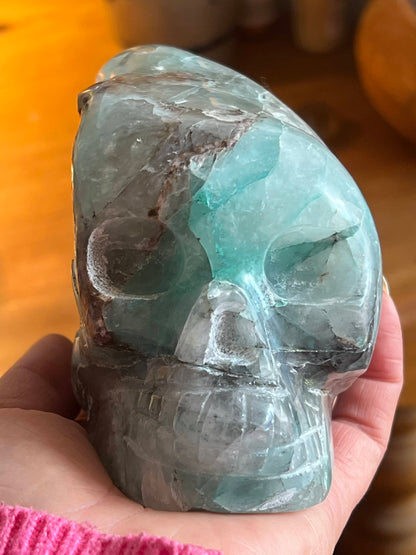 Chrysocolla L Traveler Skull/ kristallen schedel