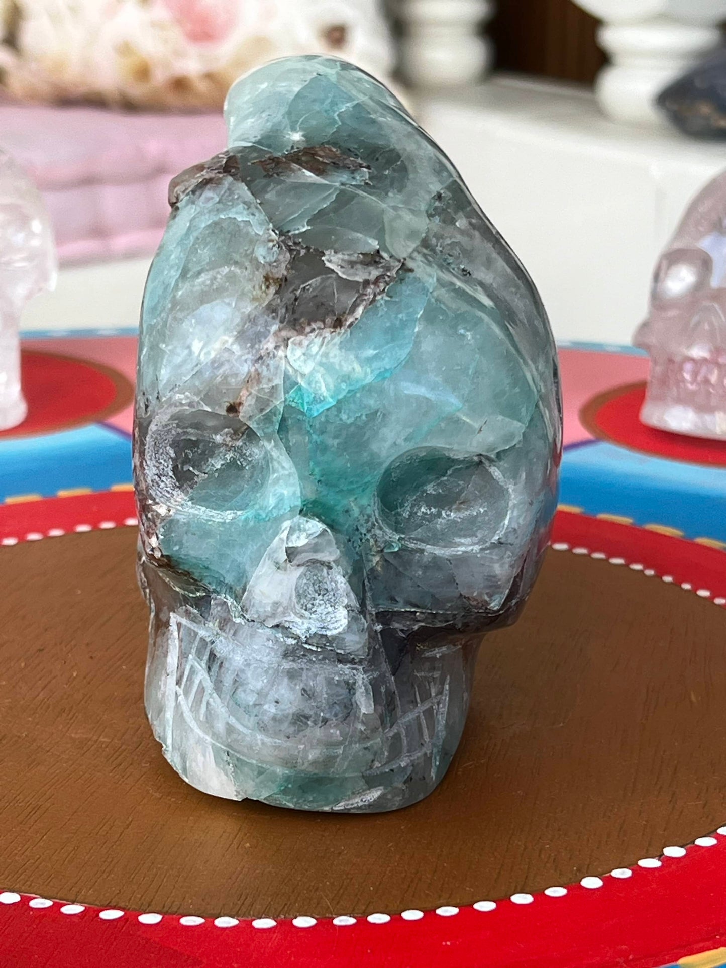 Chrysocolla L Traveler Skull/ kristallen schedel