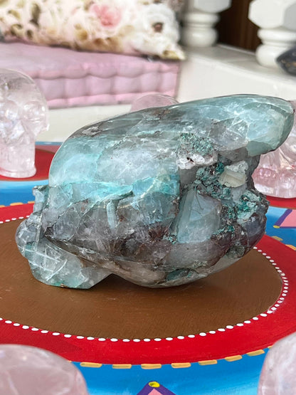 Chrysocolla L Traveler Skull/ kristallen schedel