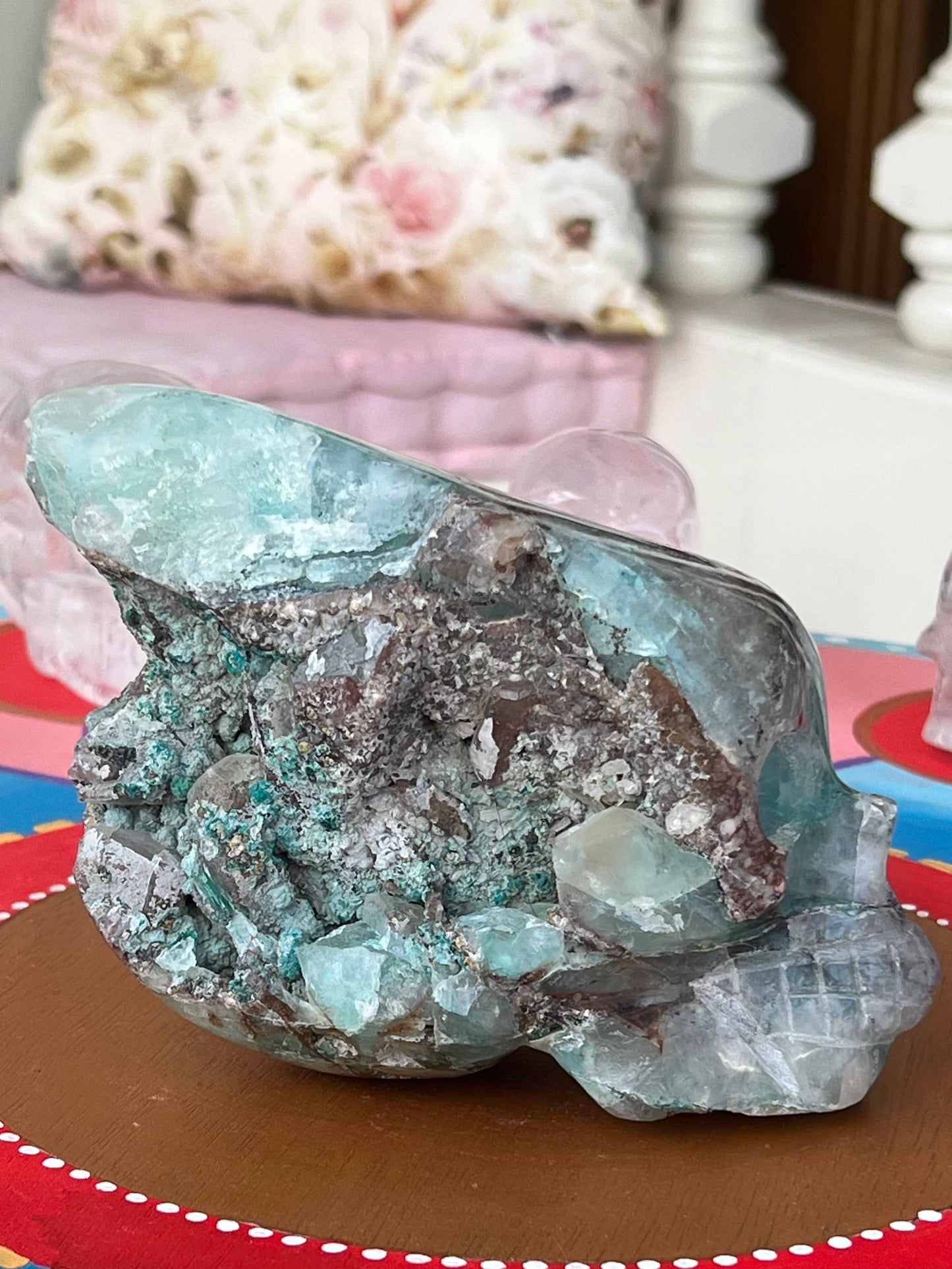 Chrysocolla L Traveler Skull/ kristallen schedel