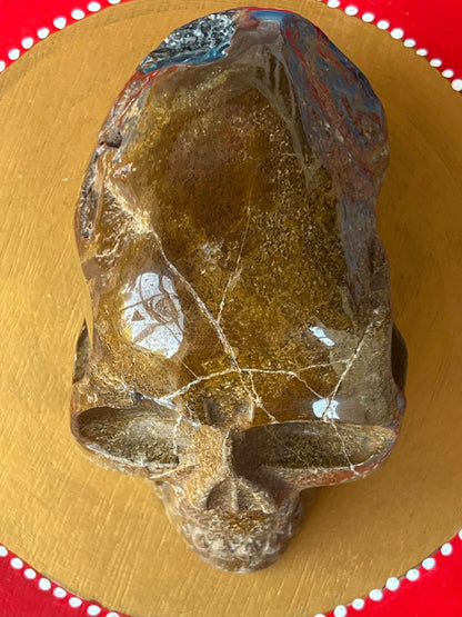 Blauwe Apatiet met Jaspis L Skull/ kristallen schedel