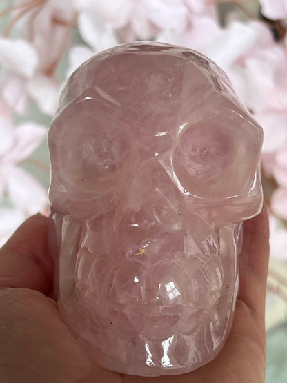 Rozenkwarts M Skull/ kristallen schedel met regenboogjes